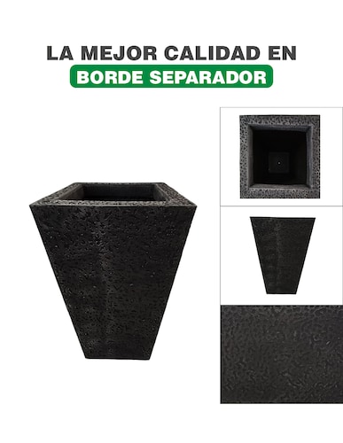 Maceta Minimalista Negro Piramidal Mejor Que Fibra De Vidrio