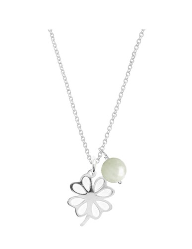 Dije de la Suerte con Trébol de Plata con Amazonita y Cadena de Plata Incluida por Anante Joyería
