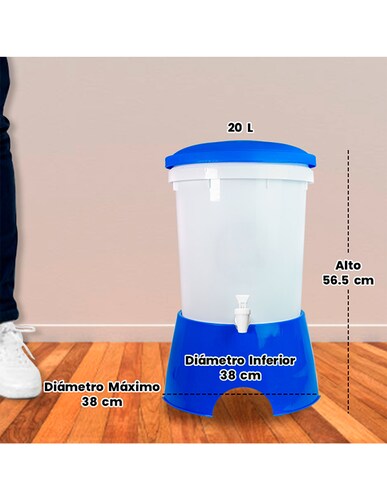 Ecofiltro Purificador Dispensador y Filtro de Agua Colors Grande (20 L) Azul Oscuro.