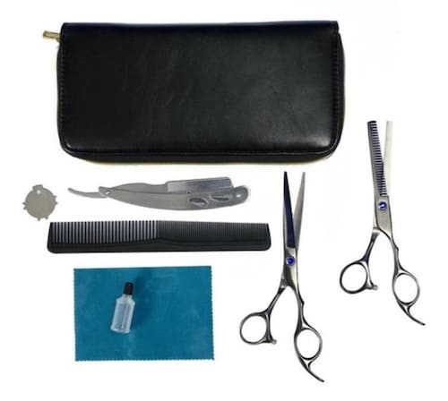 Set Tijeras Estilista Barbero Uso Profesional Acero Plateado