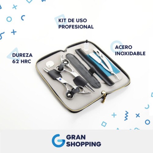 Set Tijeras Estilista Barbero Uso Profesional Acero Plateado