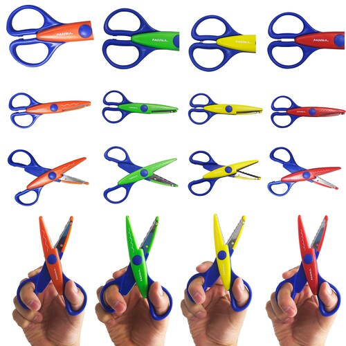 TIJERAS DECORATIVAS 4 PIEZAS CORTES DIFERENTES CON FORMAS PARA MANUALIDAD TIJ-DEC-04
