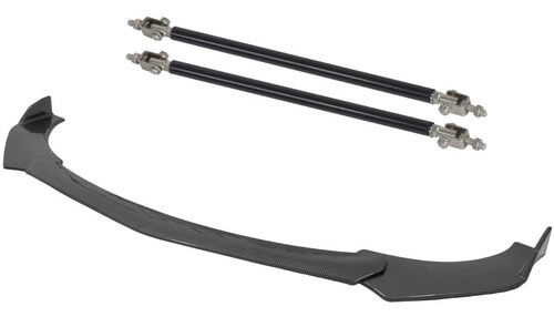 Kit Lip Universal Tipo Fibra Carbono + 2 Sujetadores Lip Negro