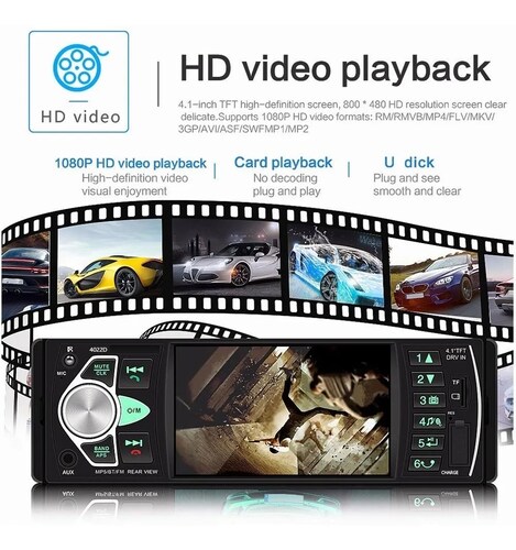 Auto Estéreo 4.1 Pantalla 1 Din Bluetooth Usb Sd Fm + Camara.