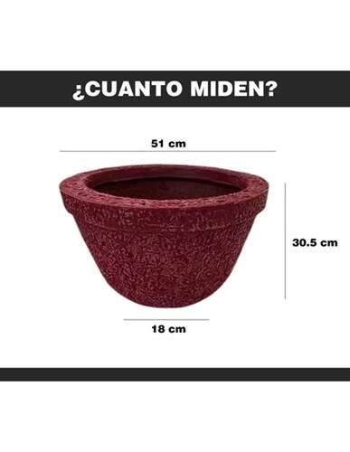 Maceta Minimalista Rojo Tazón Borde Mejor Que Fibra De Vidrio