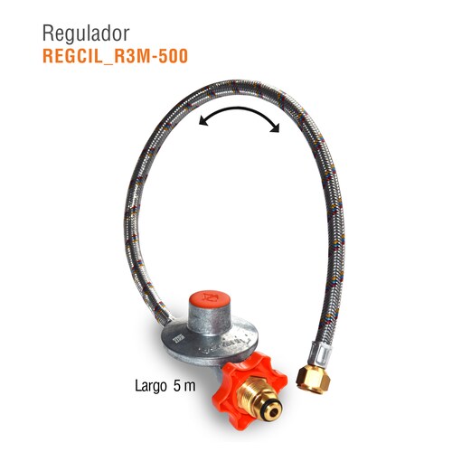 Regulador gas lp baja presion r3 c/manguera 5 m conex giratoria ingusa 