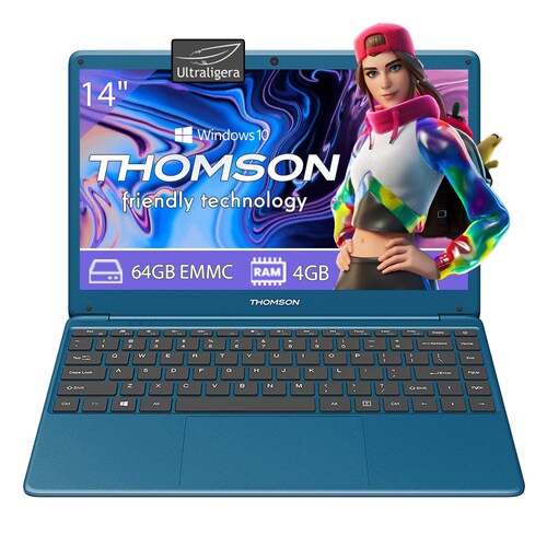 Laptop Thomson Neo X14C Procesador Intel Celeron Pantalla 14 Pulgadas Ram 4GB Disco Duro eMMC 64GB -Azul