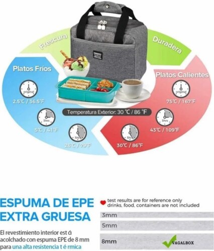 Lonchera Termica gran Capacidad Portatil Gris