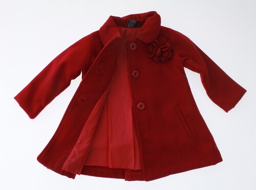 Abrigo Niña Rojo Forrado 3177 1 a 6 Años.