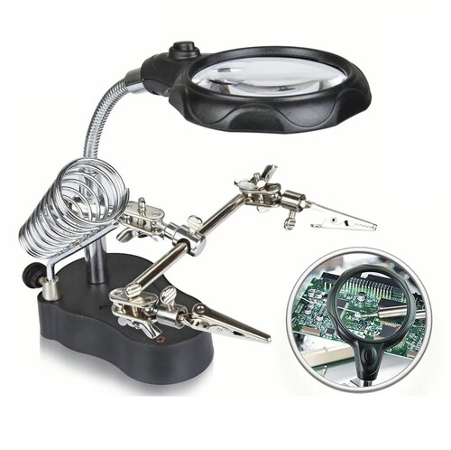Lupa Con Led Pinza Base Para Cautín Reparacion Electrónicos