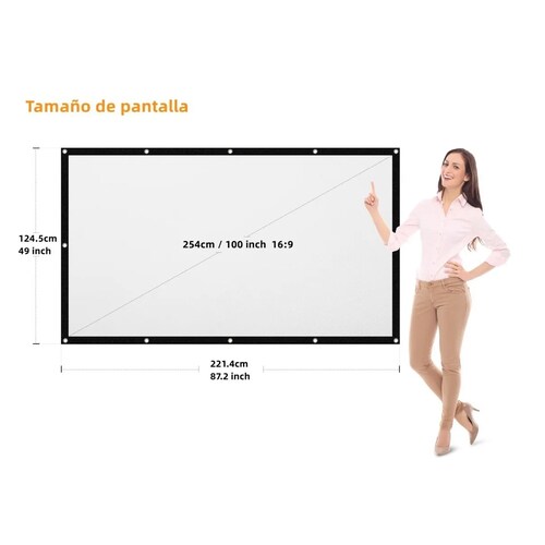 Pantalla Para Proyector 100 Pulgadas 16:9 Proyección