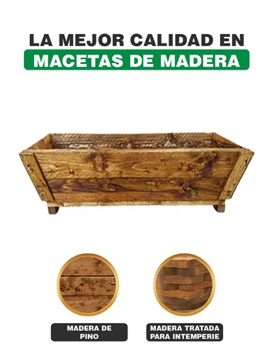 Maceta De Madera Tipo Jardinera Jumbo