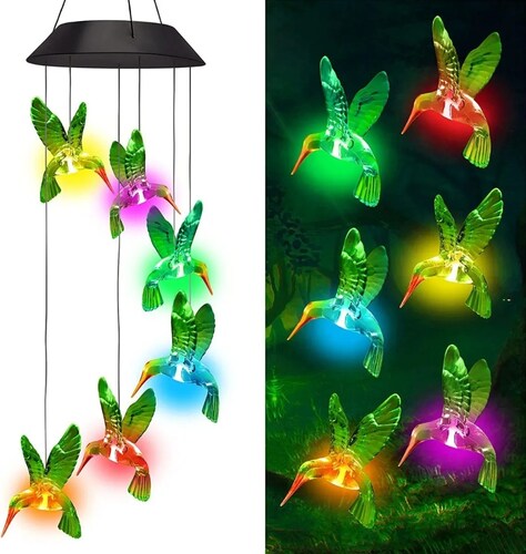 Colibríes Carillón Viento Solar Lámpara Led Exterior