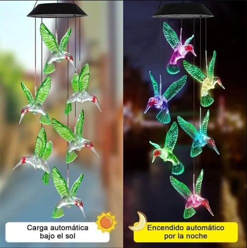 Colibríes Carillón Viento Solar Lámpara Led Exterior