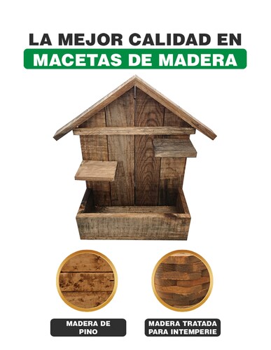 Maceta De Madera Tipo Casa Colgante