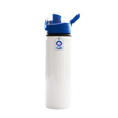 Botella blanca con botón y seguro para sublimar de 750 ml. (10 piezas)..