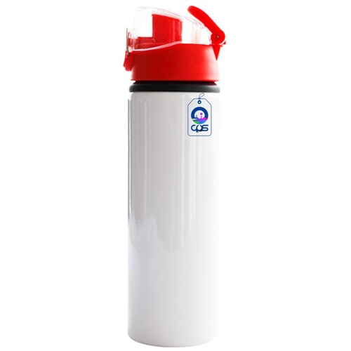Botella blanca con botón y seguro para sublimar de 750 ml..