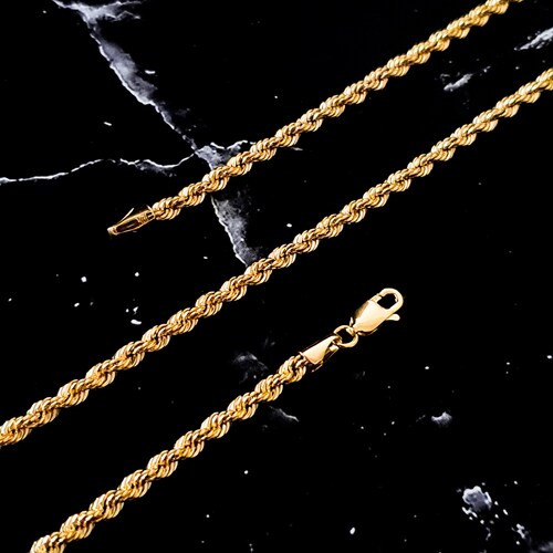 Cadena torzal de oro 10k Italiano Hombre 55 cm de largo x 3 mm de grosor.  Incluye certificado y caja de regalo