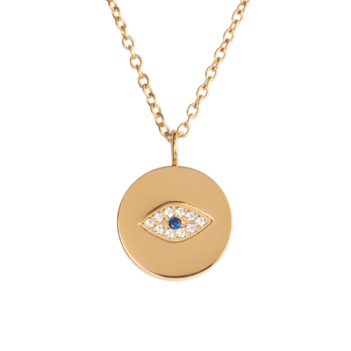 LuckyLy Collar para Mujer con Dije de Ojo Turco Protector , Cadena de Acero Inoxidable Mujer con Baño de Oro 18k y Zirconia Cúbica - Modelo Fara