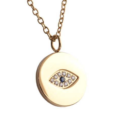 LuckyLy Collar para Mujer con Dije de Ojo Turco Protector , Cadena de Acero Inoxidable Mujer con Baño de Oro 18k y Zirconia Cúbica - Modelo Fara