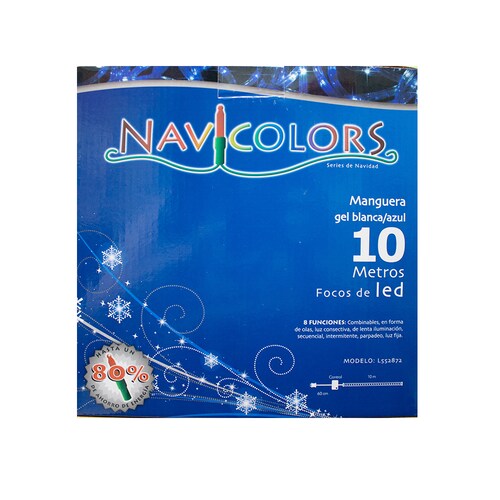 Manguera Decorativa Luz Led Mixta Azul/Blanco Uso Exterior/Interior Cable Recubierto Gel 10 m