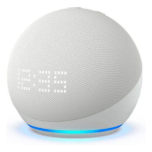 Nuevo Echo Dot Con Reloj Integrado 5ta Generación 2022 Bocina Inteligente Con Alexa Blanco.
