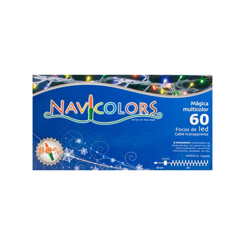Serie Decorativa Paquete 6 Pz Luz Led Multicolor 60 Focos 8 Funciones Cable Transparente 3 m