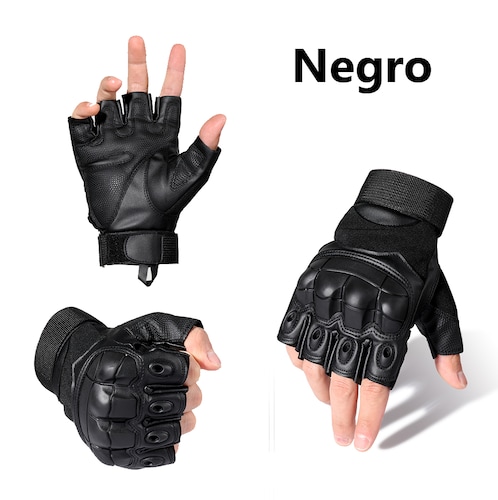 Guantes Medio Dedo para motociclista Piel Con Protecciones