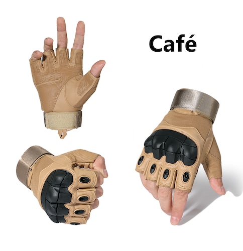 Guantes Medio Dedo para motociclista Piel Con Protecciones