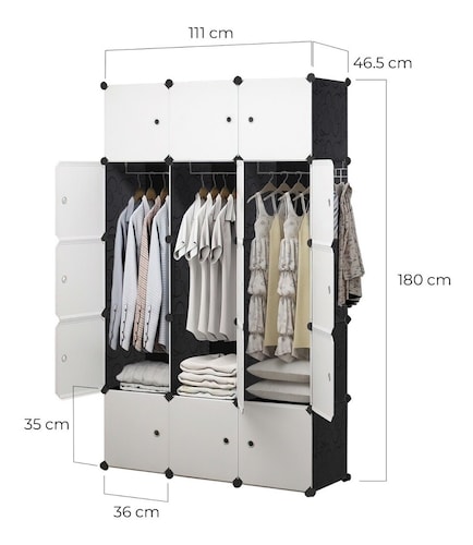 Organizador/armario cubierto con 12 espacios para guardar ropa y