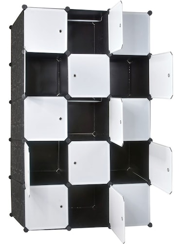 Armario organizador de nueve cubos con puertas modular de plástico