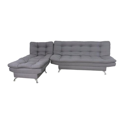 Sala Esquinera Moderna Gris Sofá Sillón y Taburete Florencia