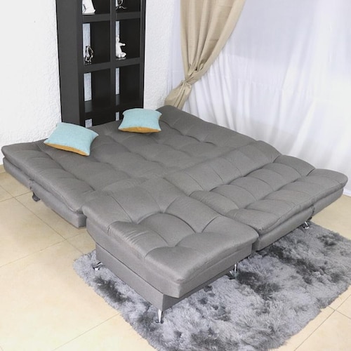 Sala Esquinera Moderna Gris Sofá Sillón y Taburete Florencia