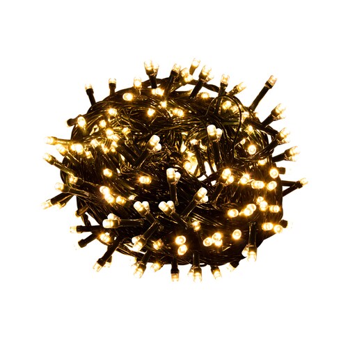 Serie de Luces Led Blanca Cálida 140 Focos 8 Funciones Cable Verde 6.3 m