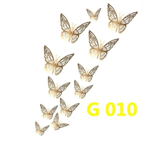 144 pcs Decoracion Mariposas 3D Para Pared Color Dorado