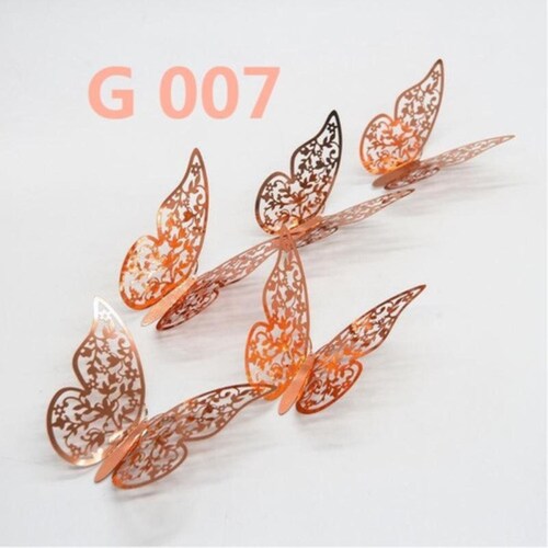 144 pcs Decoracion Mariposas 3D Para Pared Color Oro Rosa