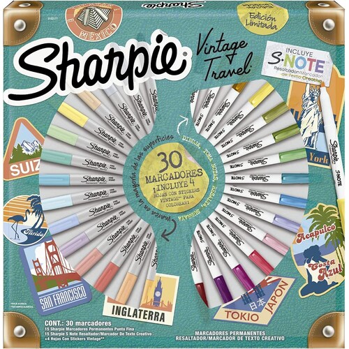 SHARPIE Vintage Travel 30 Marcadores Edición Limitada, 2152177