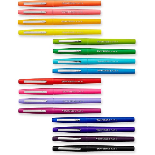 Paper Mate Flair Marcadores con punta de fieltro, varios colores, Variados, 16-Count