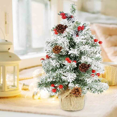 Arbol de Navidad Artificial Mini Nevado Decoración de Mesa Alto 60 cm Snowy Kyuden Home