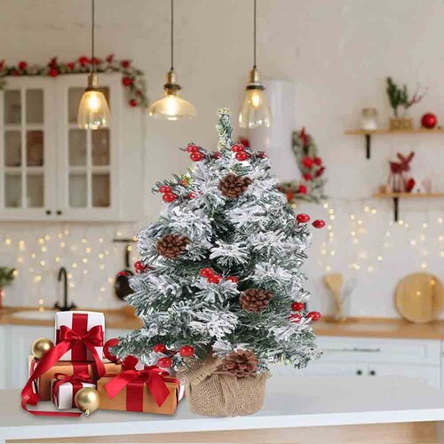 Arbol de Navidad Artificial Mini Nevado Decoración de Mesa Alto 60 cm Snowy Kyuden Home