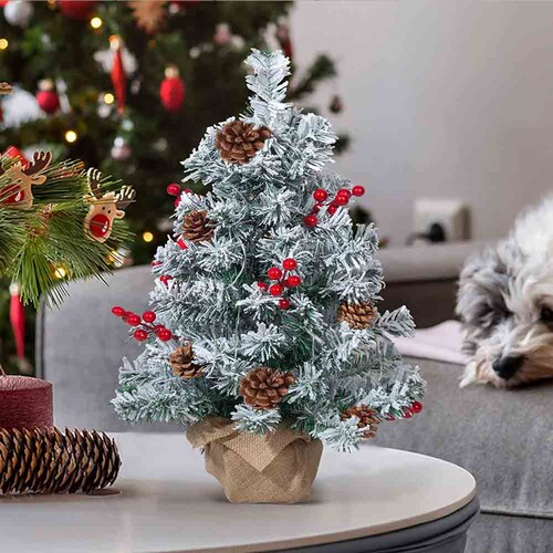 Arbol de Navidad Artificial Mini Nevado Decoración de Mesa Alto 60 cm Snowy Kyuden Home
