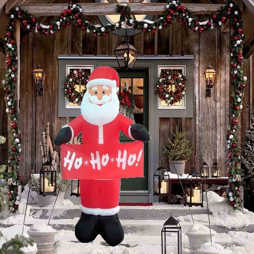 Inflable Navideño Santa Claus HoHoHo Alto 1.80 m con Luz led integrada Kyuden Home