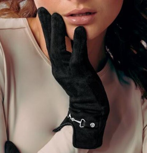 Guantes para mujer color negro, marca Holly Land, de algodón, mod. 1054994
