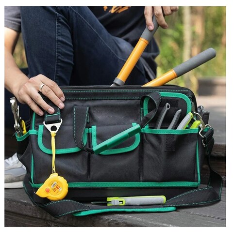 Mochila de herramientas para hombres, mochila de herramientas para  electricista duradera con 2 pequeñas bolsas de herramientas de lona,  organizador de