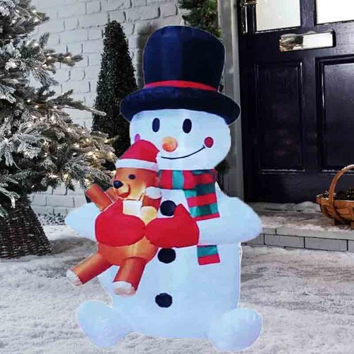 Inflable Muñeco de nieve con oso