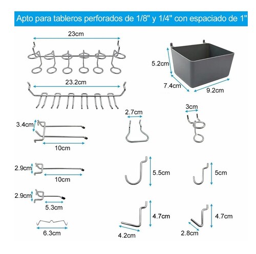 Set Gancho Para Tablero Perforado Exhibidor National