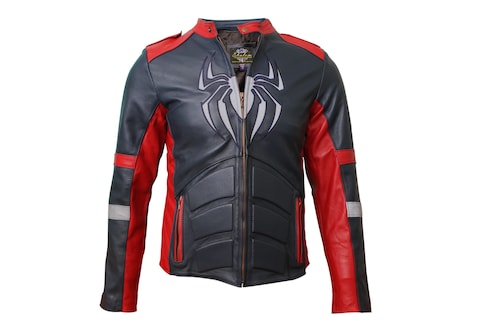 Chamarra de cuero Autentico Spiderman con reflejante caballero incluye regalo un llavero de piel 