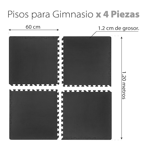 Tapete Para Yoga Y Ejercicio C/ 4 Piezas Antiderrapante De 1.2 Metros Eleva