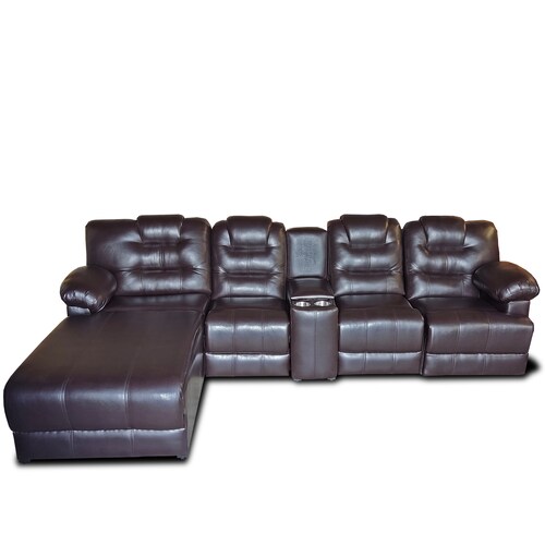 Sala Hercules c/3 reclinables y chaise izq. extra grande tela vinipiel chocolate MADERIAN // ENTREGA EN CDMX Y ZONA METROPOLITANA