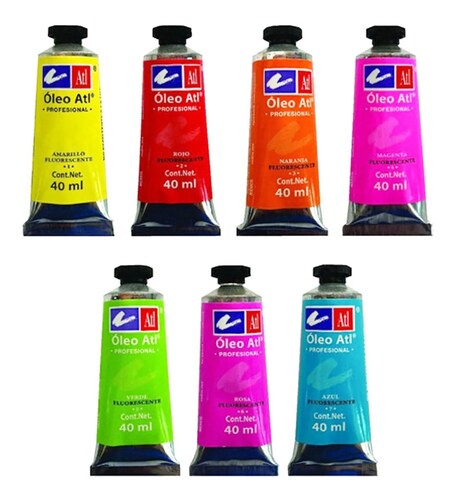 Pinturas Oleo Colores Neon Surtidos Fluorescentes C Luz Uv.
